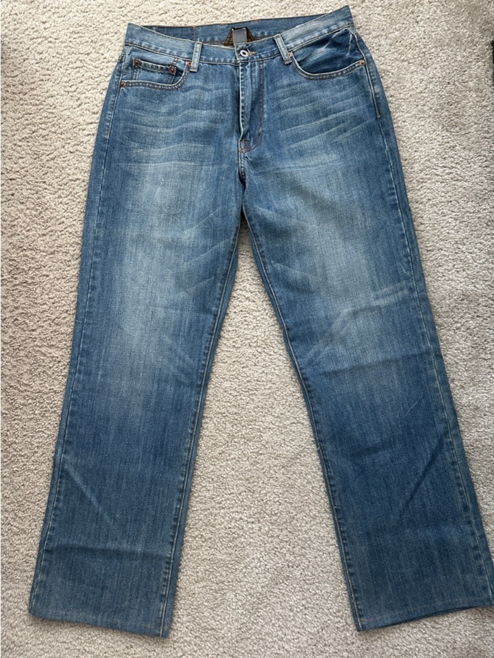 🍀Lucky Brand by Gene Montesano Men's Blue Straight-Leg Jeans 32W x 42L